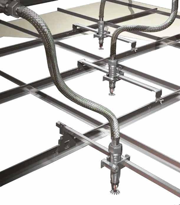 Ống mềm nối đầu phun sprinkler lắp trên khung trần thả tại công trình